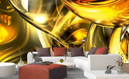 Dimex Golden Wires Wall Mural 375x250cm 5 Panels Ambiance | Yourdecoration.com