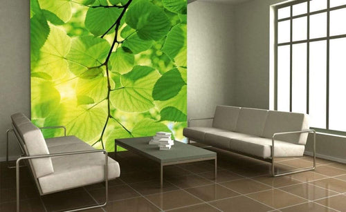 Dimex Green Leaves Wall Mural 225x250cm 3 Panels Ambiance | Yourdecoration.com