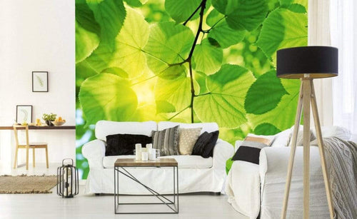 Dimex Green Leaves Wall Mural 375x250cm 5 Panels Ambiance | Yourdecoration.com