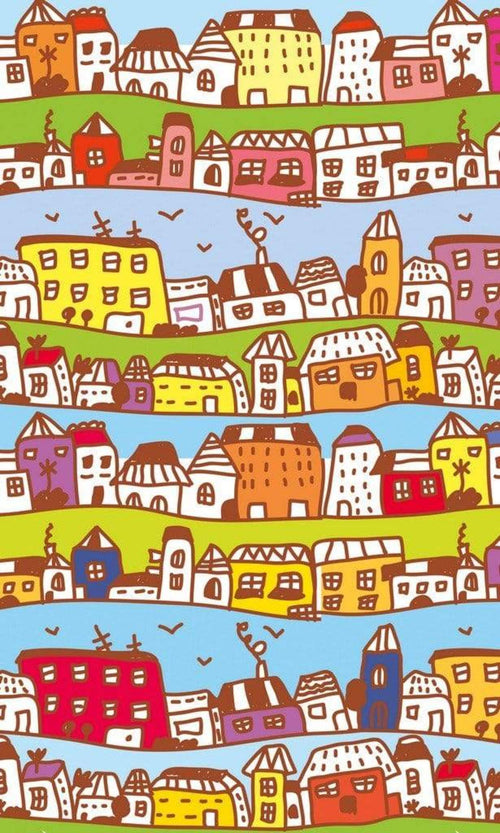 Dimex Houses in Town Wall Mural 150x250cm 2 Panels | Yourdecoration.com