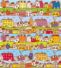 Dimex Houses in Town Wall Mural 225x250cm 3 Panels | Yourdecoration.com