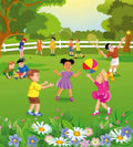 Dimex Kids in Garden Wall Mural 225x250cm 3 Panels | Yourdecoration.com