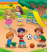 Dimex Kids in Playground Wall Mural 225x250cm 3 Panels | Yourdecoration.com