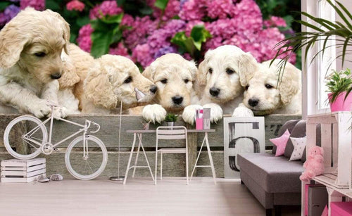 Dimex Labrador Puppies Wall Mural 375x250cm 5 Panels Ambiance | Yourdecoration.com