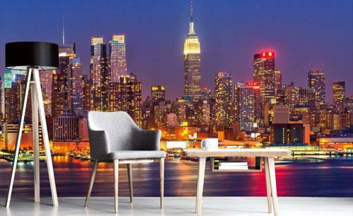Dimex Manhattan at Night Wall Mural 375x250cm 5 Panels Ambiance | Yourdecoration.com