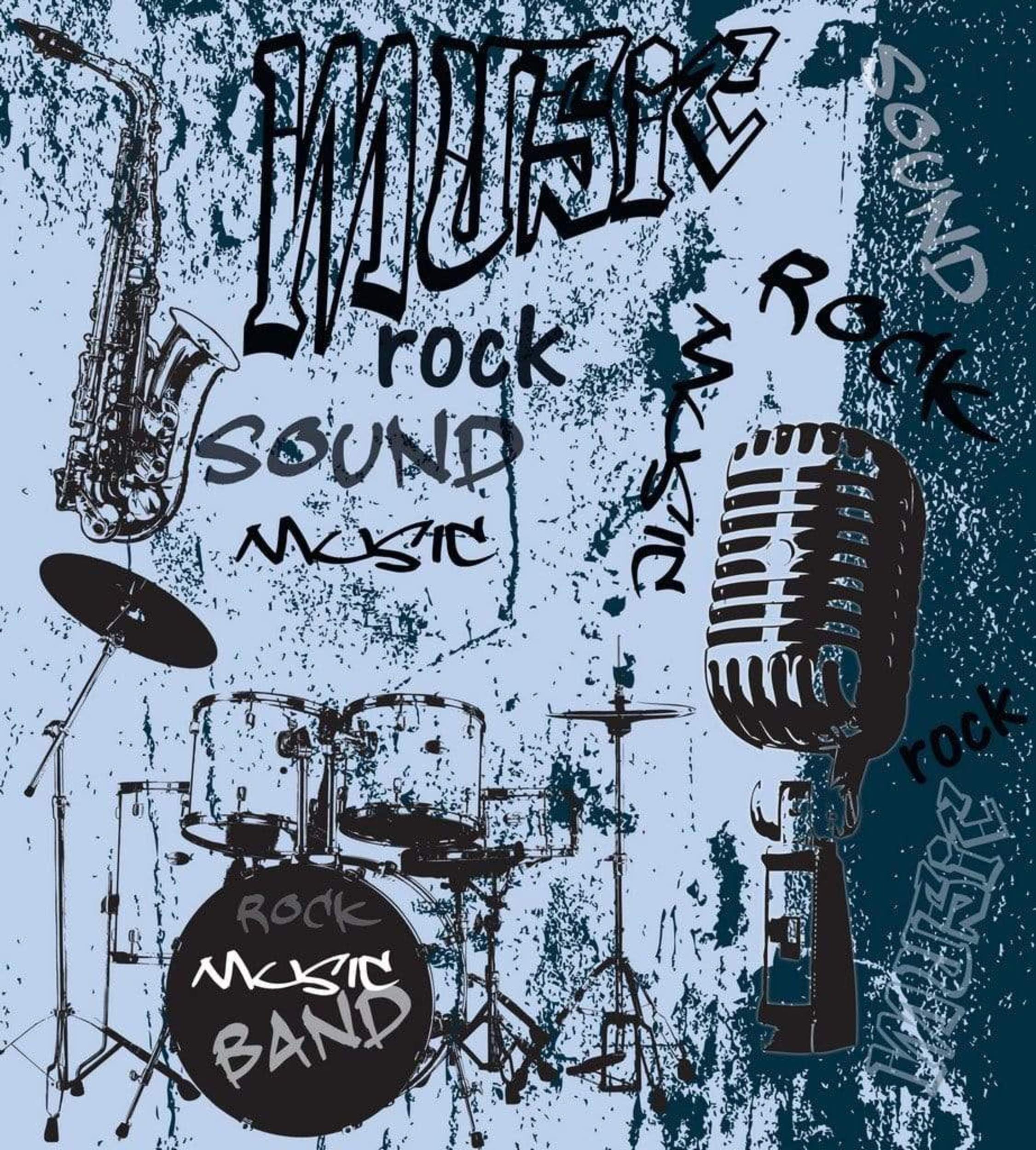 Dimex Music Blue Wall Mural 225x250cm 3 Panels | Yourdecoration.com
