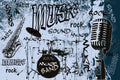 Dimex Music Blue Wall Mural 375x250cm 5 Panels | Yourdecoration.com