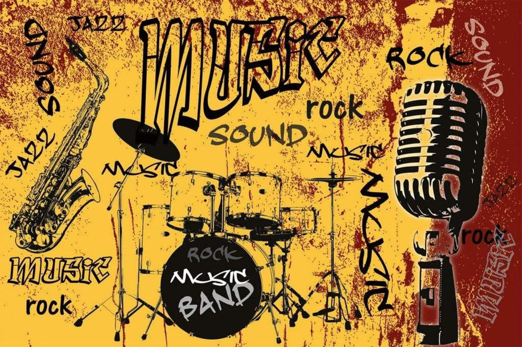 Dimex Music Orange Wall Mural 375x250cm 5 Panels | Yourdecoration.com