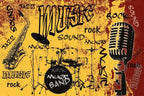 Dimex Music Orange Wall Mural 375x250cm 5 Panels | Yourdecoration.com