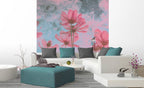 Dimex Pink Flower Abstract Wall Mural 225x250cm 3 Panels Ambiance | Yourdecoration.com