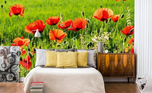 Dimex Poppy Field Wall Mural 375x250cm 5 Panels Ambiance | Yourdecoration.com
