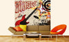 Dimex Red Guitar Wall Mural 225x250cm 3 Panels Ambiance | Yourdecoration.com