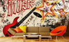 Dimex Red Guitar Wall Mural 375x250cm 5 Panels Ambiance | Yourdecoration.com