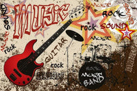 Dimex Red Guitar Wall Mural 375x250cm 5 Panels | Yourdecoration.com