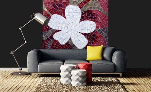 Dimex Red Mosaic Wall Mural 225x250cm 3 Panels Ambiance | Yourdecoration.com