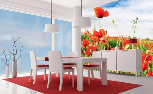 Dimex Red Poppies Wall Mural 225x250cm 3 Panels Ambiance | Yourdecoration.com