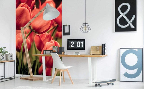 Dimex Red Tulips Wall Mural 150x250cm 2 Panels Ambiance | Yourdecoration.com
