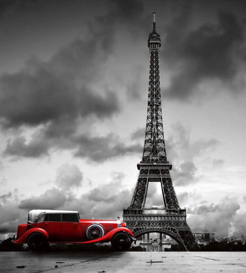 Dimex Retro Car in Paris Wall Mural 225x250cm 3 Panels | Yourdecoration.com