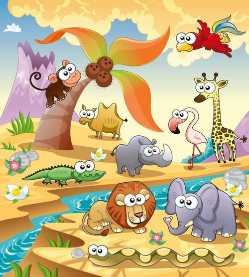 Dimex Savanna Animals Wall Mural 225x250cm 3 Panels | Yourdecoration.com