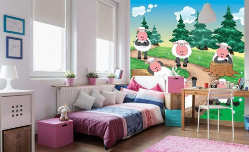 Dimex Sheep Wall Mural 225x250cm 3 Panels Ambiance | Yourdecoration.com
