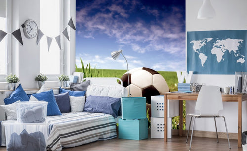 Dimex Soccer Ball Wall Mural 225x250cm 3 Panels Ambiance | Yourdecoration.com