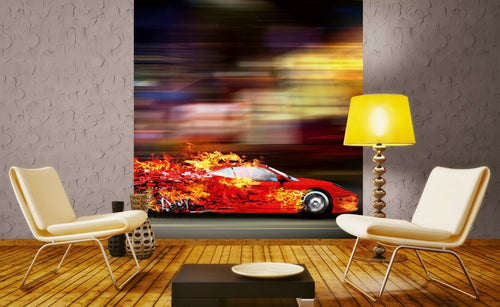 Dimex Speeding Car Wall Mural 225x250cm 3 Panels Ambiance | Yourdecoration.com