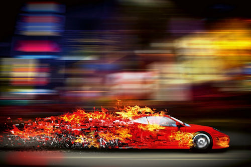 Dimex Speeding Car Wall Mural 375x250cm 5 Panels | Yourdecoration.com