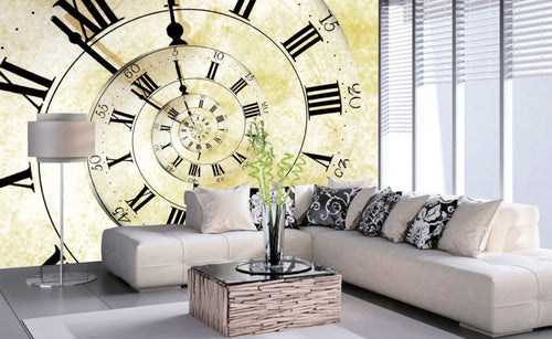 Dimex Spiral Clock Wall Mural 375x250cm 5 Panels Ambiance | Yourdecoration.com