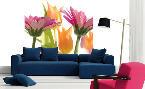 Dimex Spring Flowers Wall Mural 225x250cm 3 Panels Ambiance | Yourdecoration.com