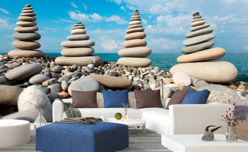 Dimex Stack of Stones Wall Mural 375x250cm 5 Panels Ambiance | Yourdecoration.com