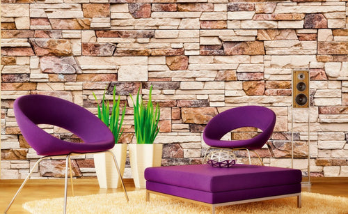 Dimex Stone Wall Wall Mural 375x250cm 5 Panels Ambiance | Yourdecoration.com