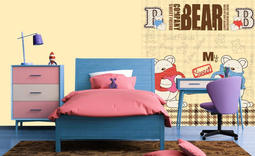 Dimex Teddy Bear Wall Mural 225x250cm 3 Panels Ambiance | Yourdecoration.com