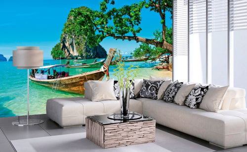 Dimex Thailand Boat Wall Mural 375x250cm 5 Panels Ambiance | Yourdecoration.com