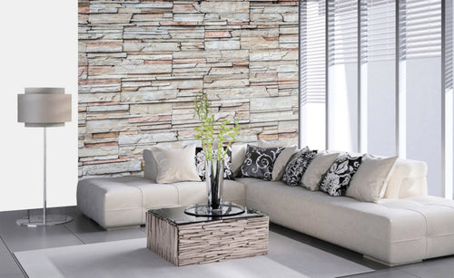Dimex Travertine Wall Mural 225x250cm 3 Panels Ambiance | Yourdecoration.com