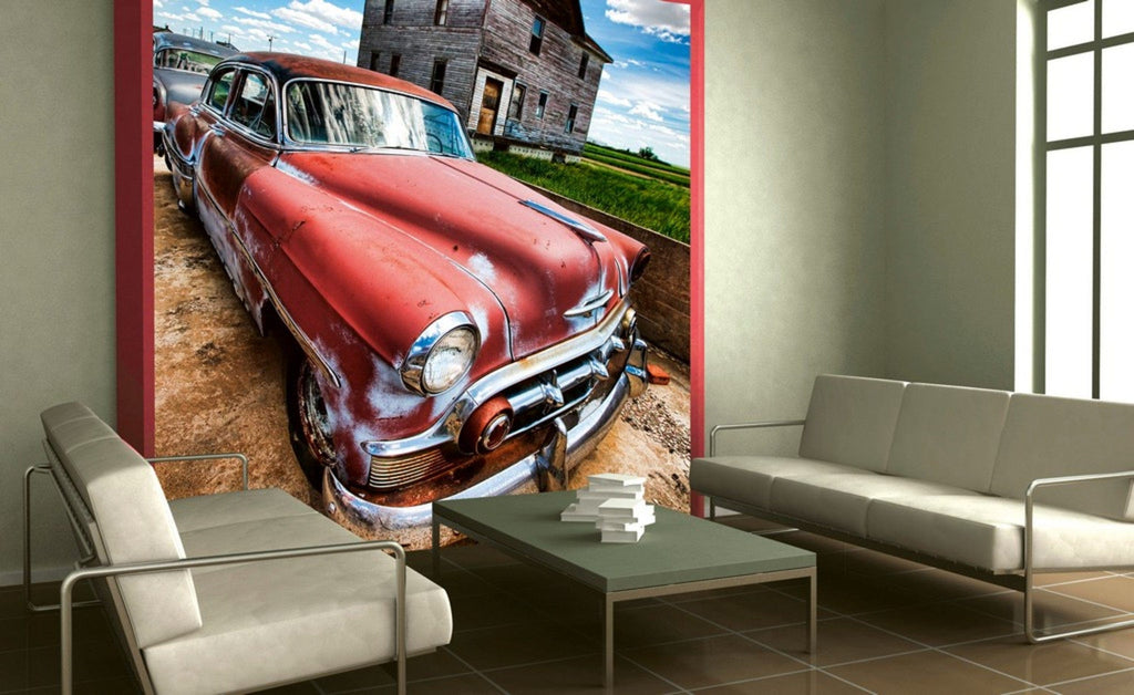 Dimex Veteran Car Wall Mural 375x250cm 5 Panels Ambiance | Yourdecoration.com