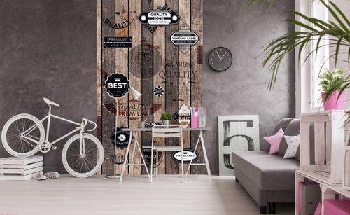 Dimex Vintage Labels Wall Mural 150x250cm 2 Panels Ambiance | Yourdecoration.com