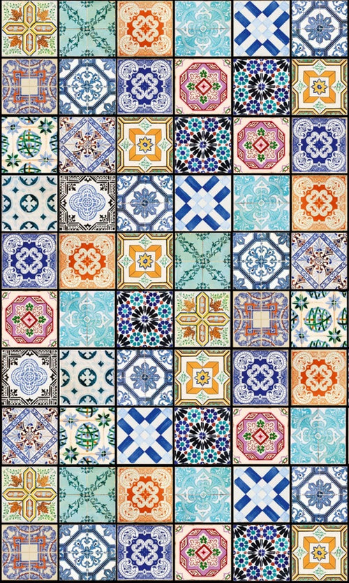 Dimex Vintage Tiles Wall Mural 150x250cm 2 Panels | Yourdecoration.com