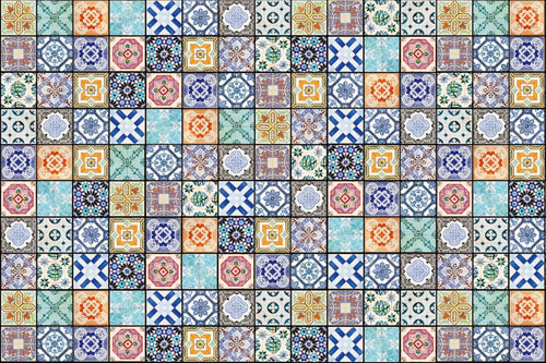 Dimex Vintage Tiles Wall Mural 375x250cm 5 Panels | Yourdecoration.com
