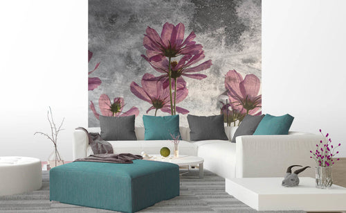 Dimex Violet Flower Abstract Wall Mural 225x250cm 3 Panels Ambiance | Yourdecoration.com