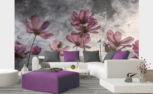 Dimex Violet Flower Abstract Wall Mural 375x250cm 5 Panels Ambiance | Yourdecoration.com