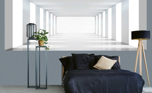 Dimex White Corridor Wall Mural 375x150cm 5 Panels Ambiance | Yourdecoration.com