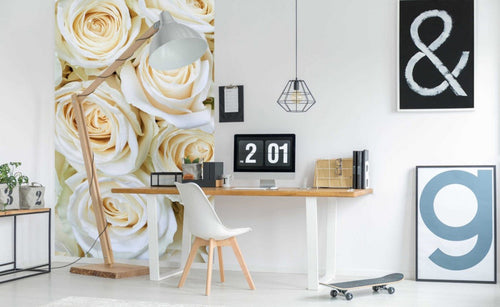 Dimex White Roses Wall Mural 150x250cm 2 Panels Ambiance | Yourdecoration.com