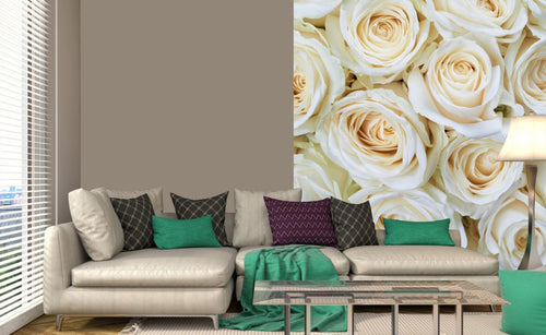 Dimex White Roses Wall Mural 225x250cm 3 Panels Ambiance | Yourdecoration.com