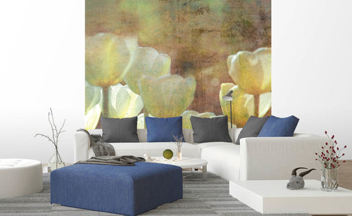 Dimex White Tulips Abstract Wall Mural 225x250cm 3 Panels Ambiance | Yourdecoration.com