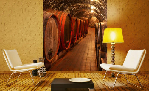 Dimex Wine Barrels Wall Mural 225x250cm 3 Panels Ambiance | Yourdecoration.com