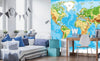 Dimex World Map Wall Mural 225x250cm 3 Panels Ambiance | Yourdecoration.com