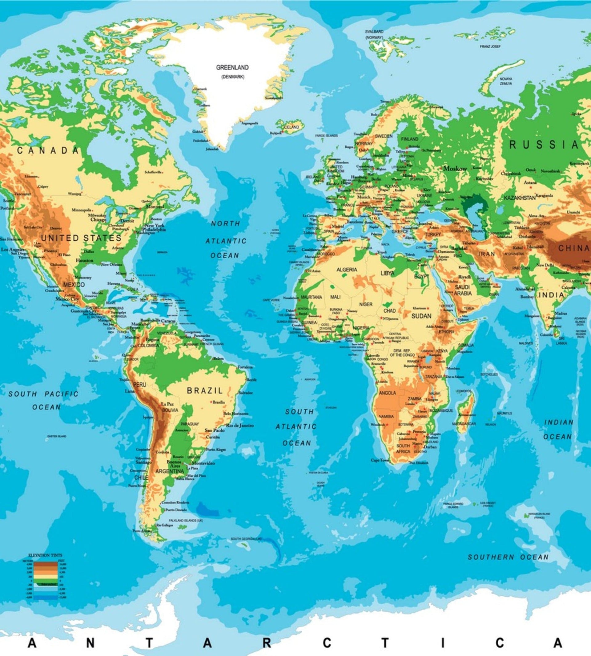 Dimex World Map Wall Mural 225x250cm 3 Panels | Yourdecoration.com