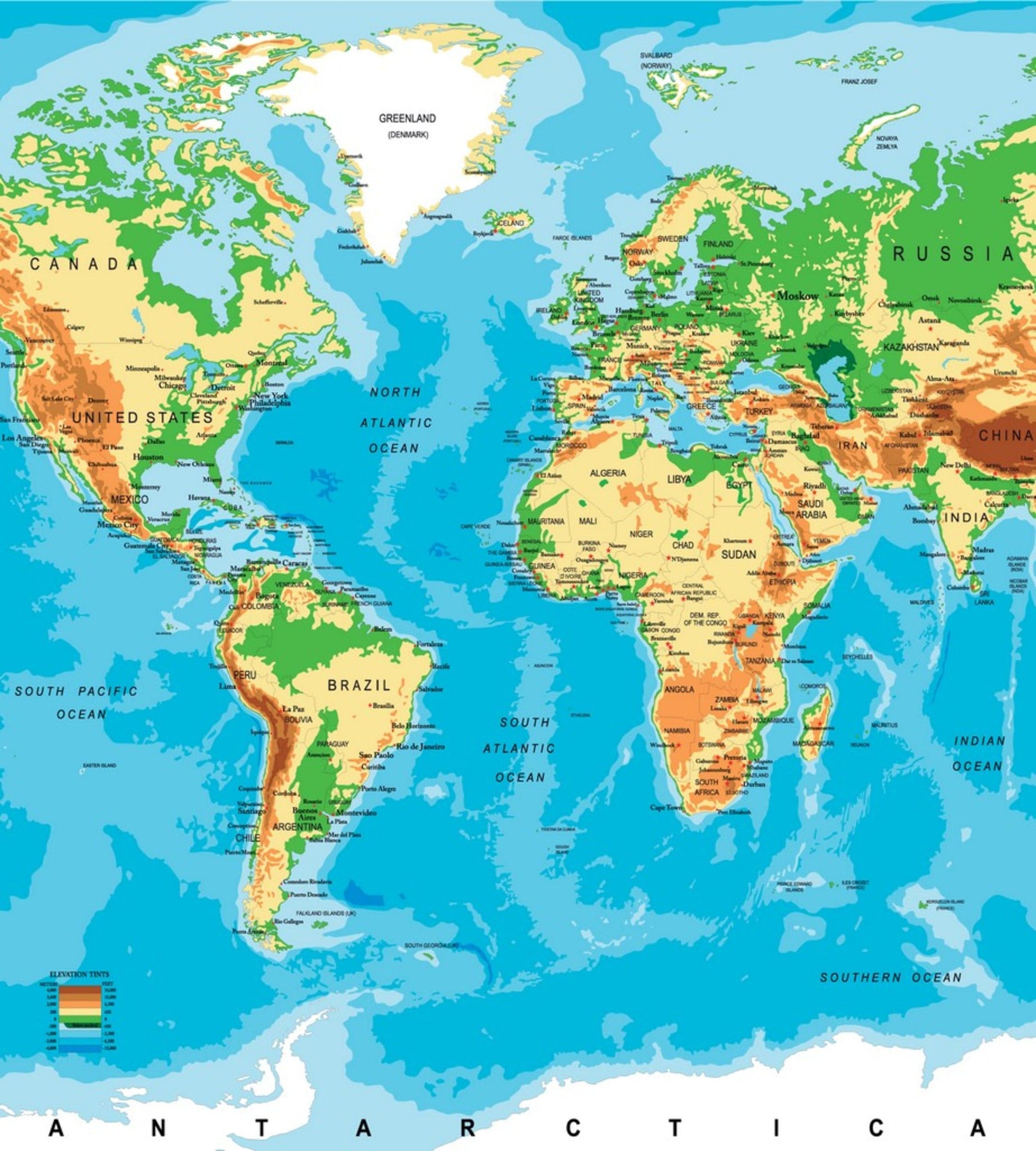 Dimex World Map Wall Mural 225x250cm 3 Panels | Yourdecoration.com