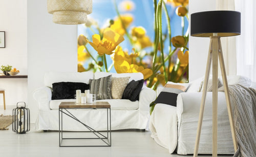 Dimex Yellow Flower Wall Mural 225x250cm 3 Panels Ambiance | Yourdecoration.com