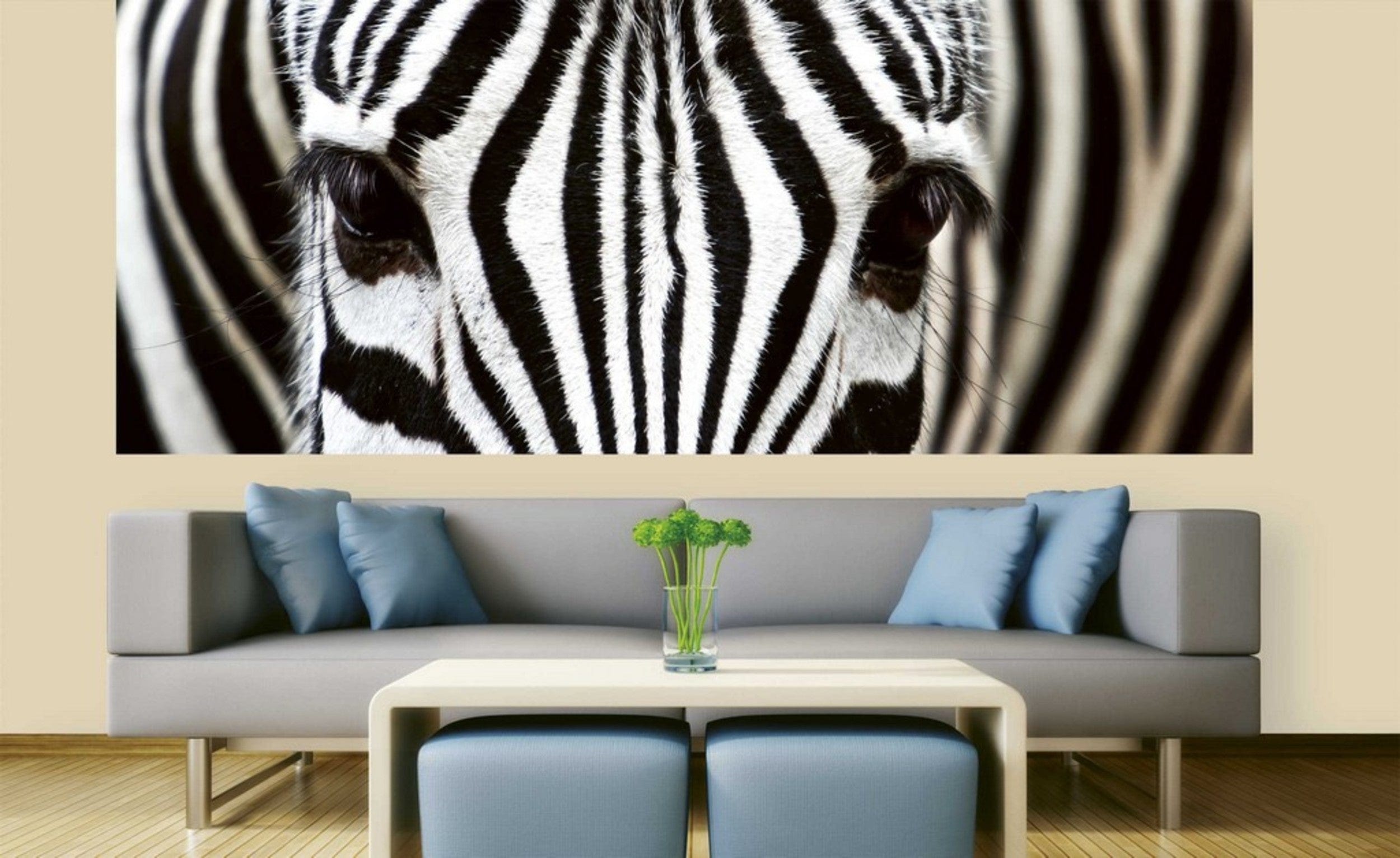 Dimex Zebra Wall Mural 375x150cm 5 Panels Ambiance | Yourdecoration.com